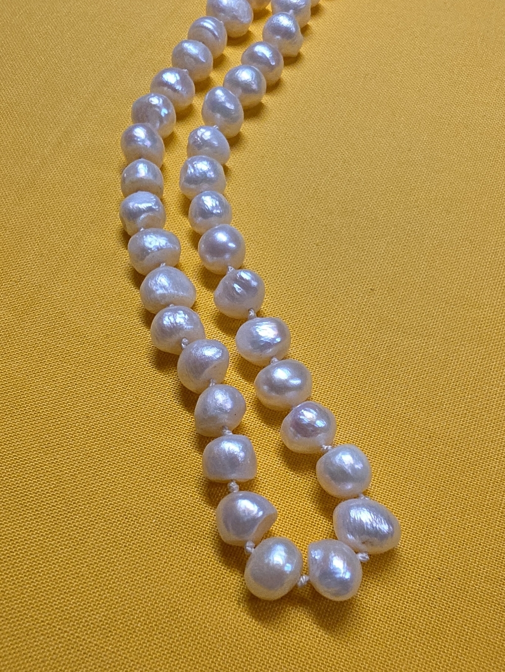Freshwater Baroque Pearl Necklace Single Strand 15” Sterling Silver 925 Clasp